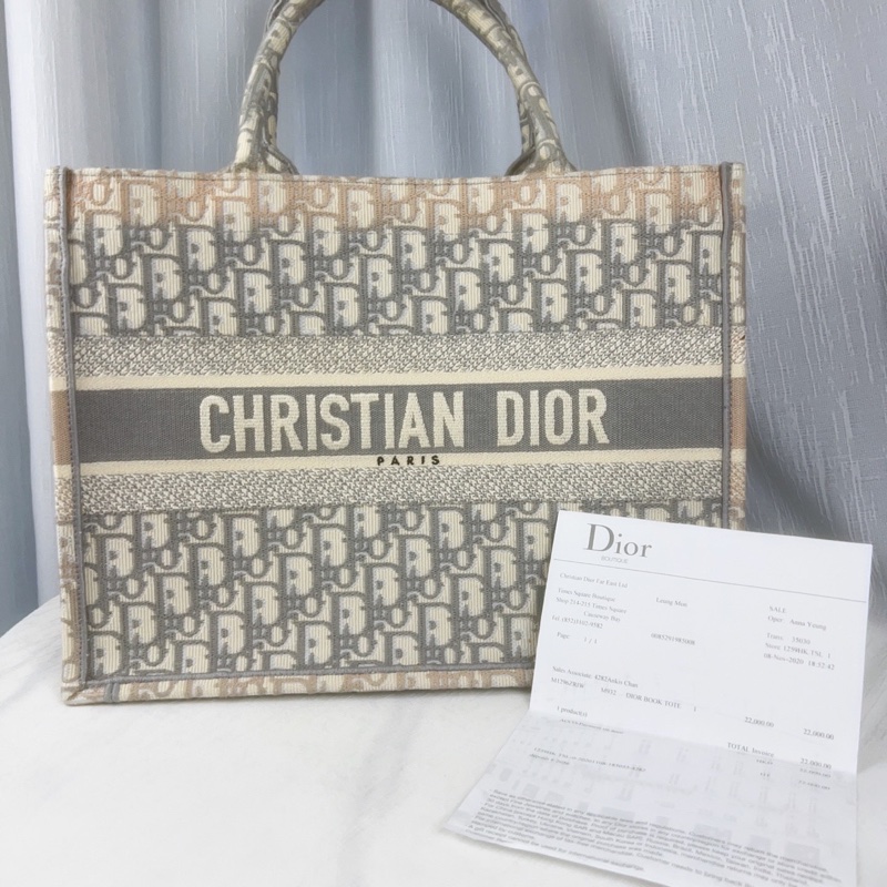 98新迪奧/Dior 灰色托特，大容量老花刺繡-5