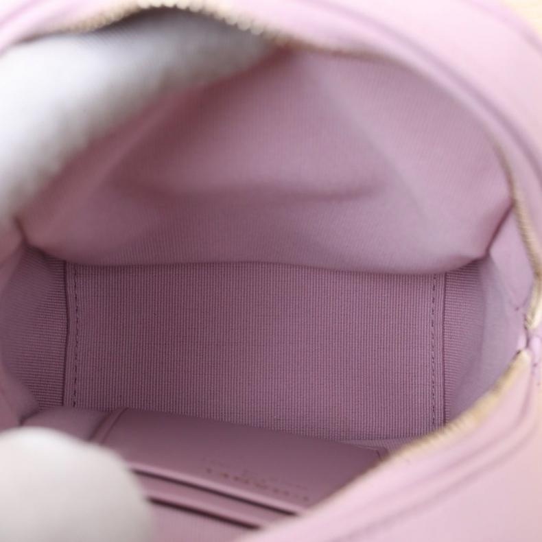 CHANEL(香奈兒) 24C 手提前口袋雙肩包 13cm 粉色 荔枝 鐳射標 金扣-4