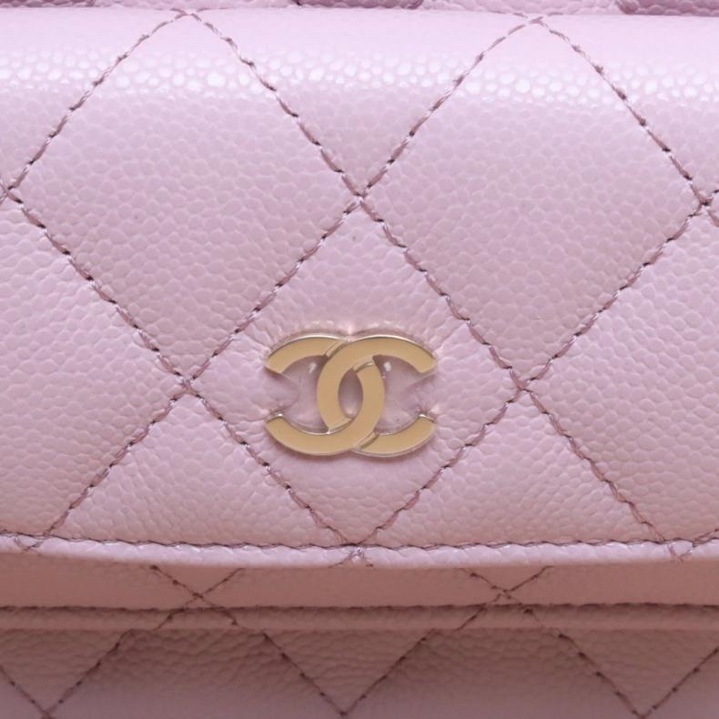 CHANEL(香奈兒) 24C 手提前口袋雙肩包 13cm 粉色 荔枝 鐳射標 金扣-5