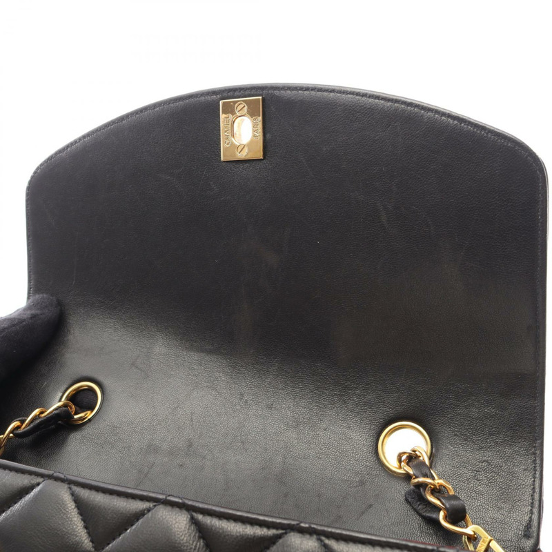 CHANEL Matelasse Diana 翻蓋鏈條單肩包 A01164 羔羊皮 BK GHW 二手-5