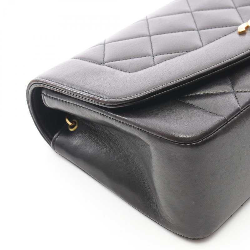 CHANEL Matelasse Diana 翻蓋鏈條單肩包 A01164 羔羊皮 BK GHW 二手-6