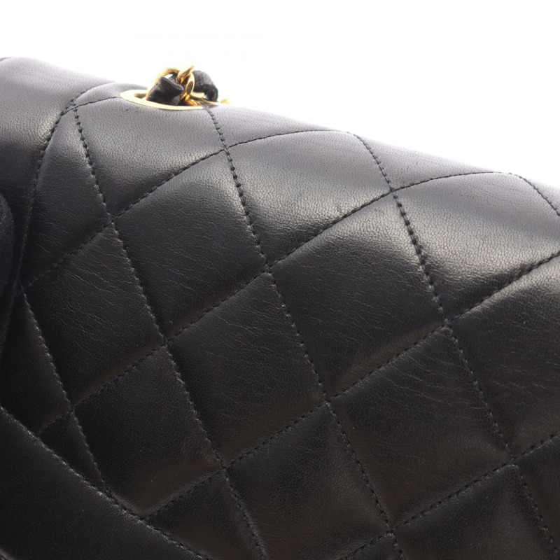 CHANEL Matelasse Diana 翻蓋鏈條單肩包 A01164 羔羊皮 BK GHW 二手-10