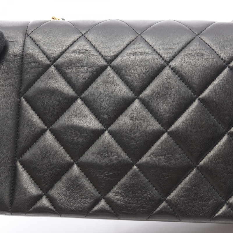 CHANEL Matelasse Diana 翻蓋鏈條單肩包 A01164 羔羊皮 BK GHW 二手-11