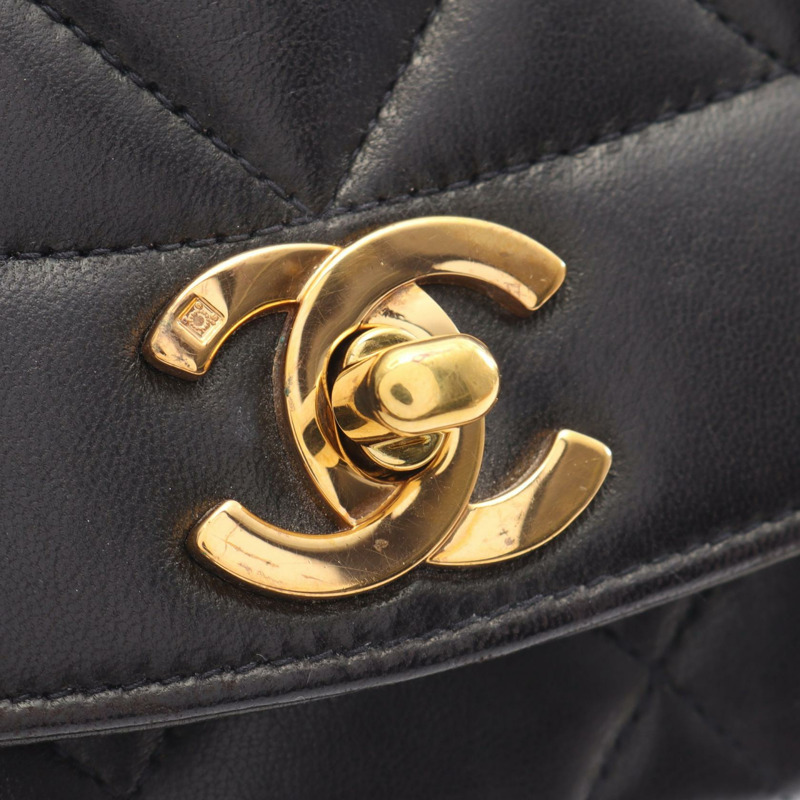 CHANEL Matelasse Diana 翻蓋鏈條單肩包 A01164 羔羊皮 BK GHW 二手-12