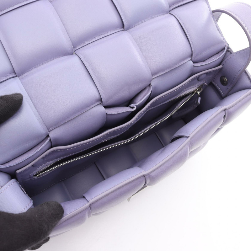 BOTTEGA VENETA 有襯墊盒式 Intrecciato 單肩包 591970 皮革 紫色-2