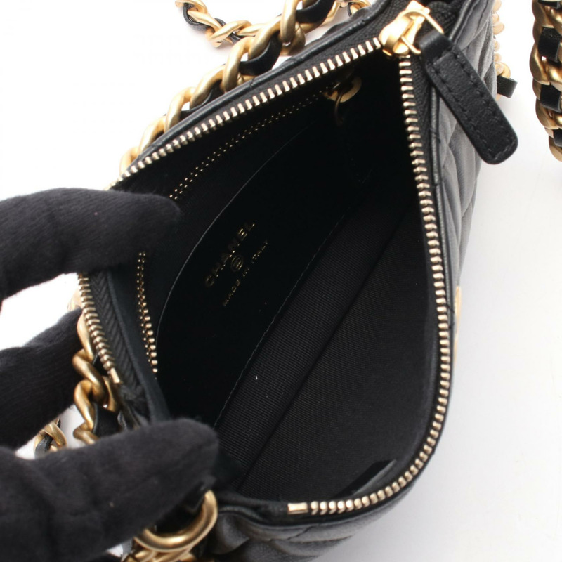 CHANEL 馬特拉斯鏈單肩包 AP3487 小羊皮 黑色 二手 女款 GHW CC-2