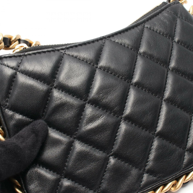 CHANEL 馬特拉斯鏈單肩包 AP3487 小羊皮 黑色 二手 女款 GHW CC-5