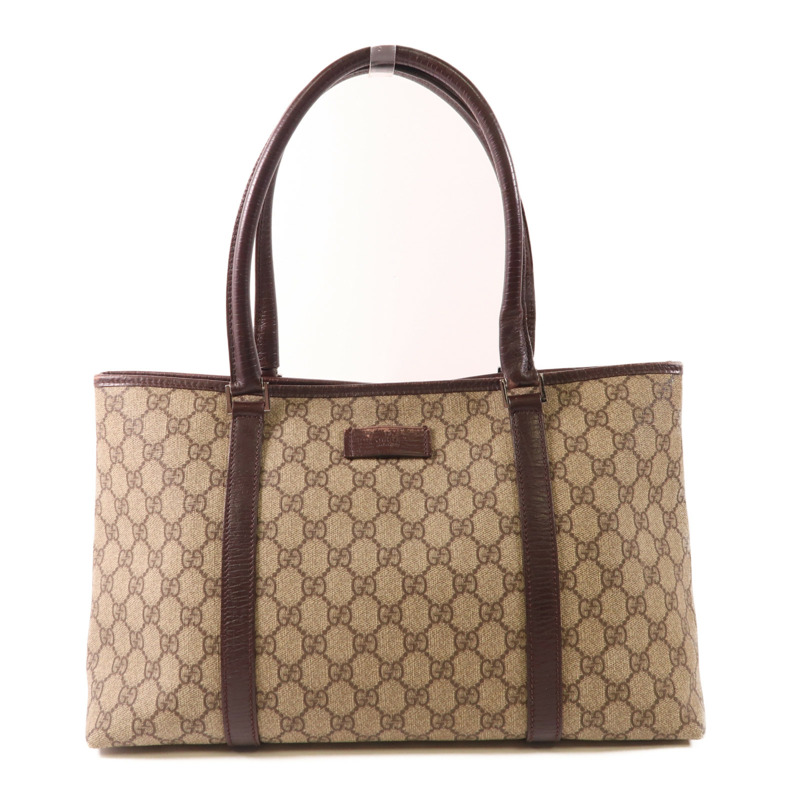 GUCCI 塗層帆布Tote Bag銀扣手挽袋-0