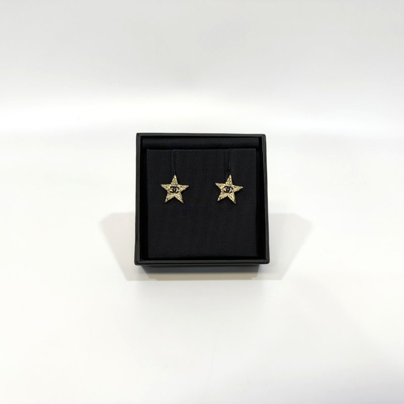 Chanel金色熔岩星星黑雙C耳環ABC947-0