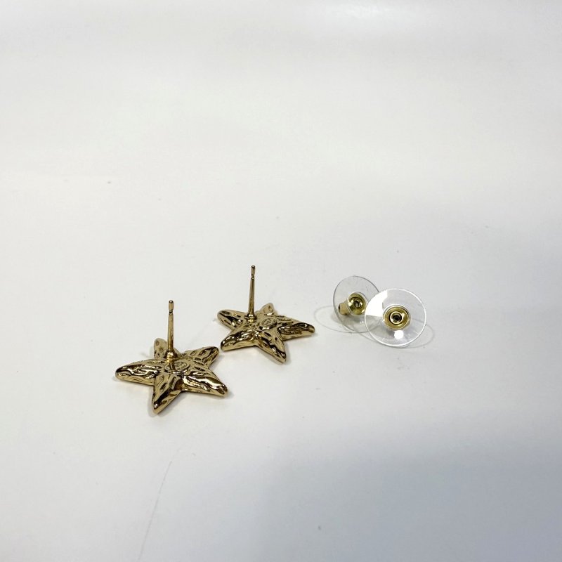 Chanel金色熔岩星星黑雙C耳環ABC947-5