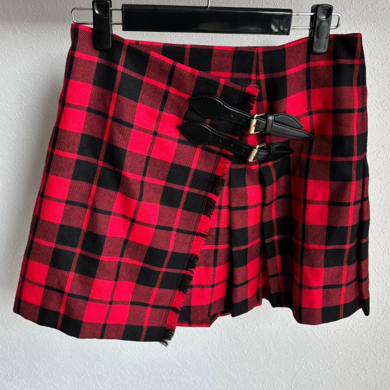 ::BURBERRY:: Tartan wool mini skirt 紅黑格紋迷你短裙-0