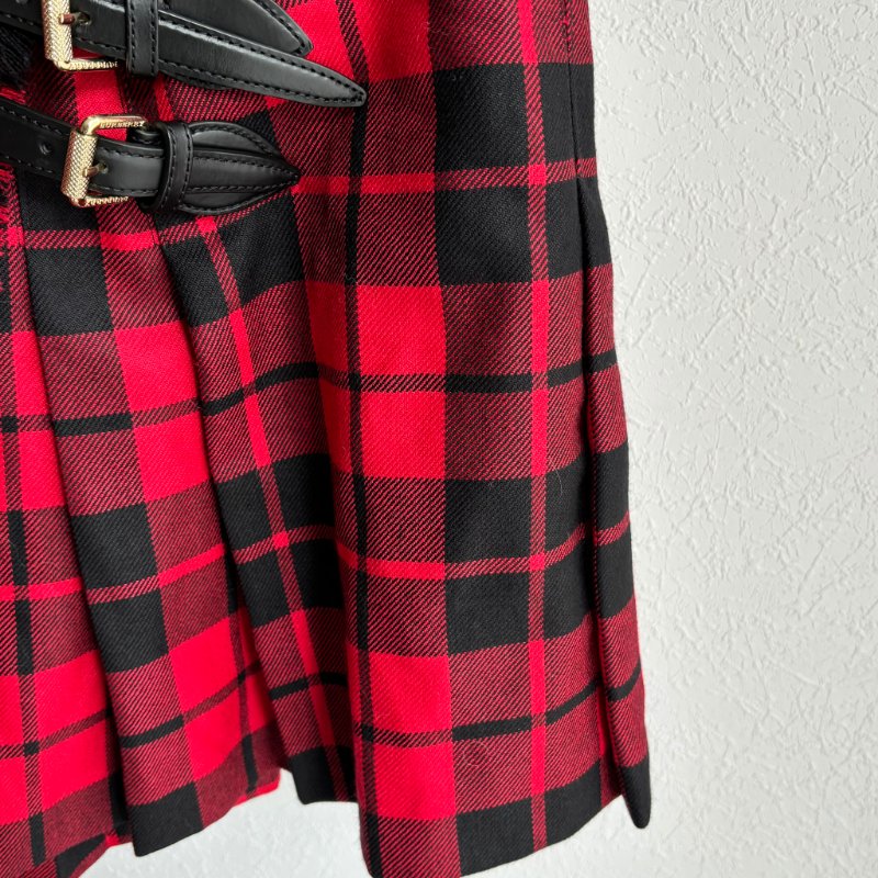::BURBERRY:: Tartan wool mini skirt 紅黑格紋迷你短裙-3