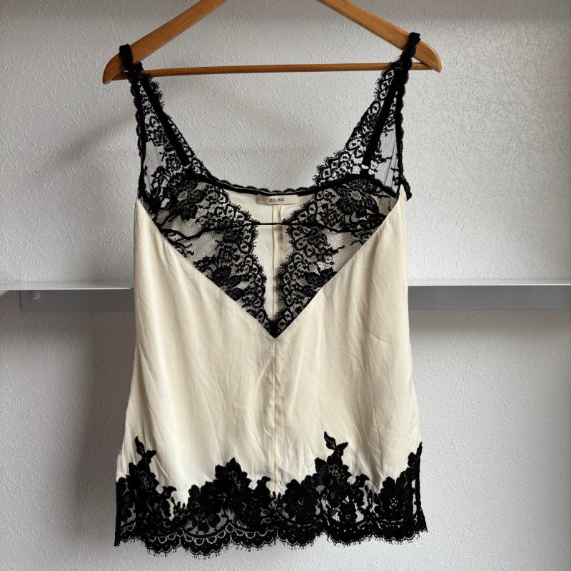 ::CELINE:: by Phoebe Philo Lace-Trimmed Silk Camisole 蕾絲拼接背心性感睡衣-0