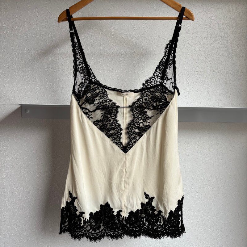 ::CELINE:: by Phoebe Philo Lace-Trimmed Silk Camisole 蕾絲拼接背心性感睡衣-1