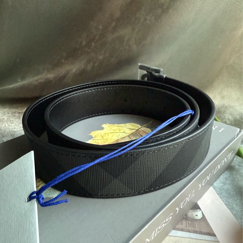 TB Logo 帆布及牛皮雙面可用皮帶(炭灰/石墨黑)-2