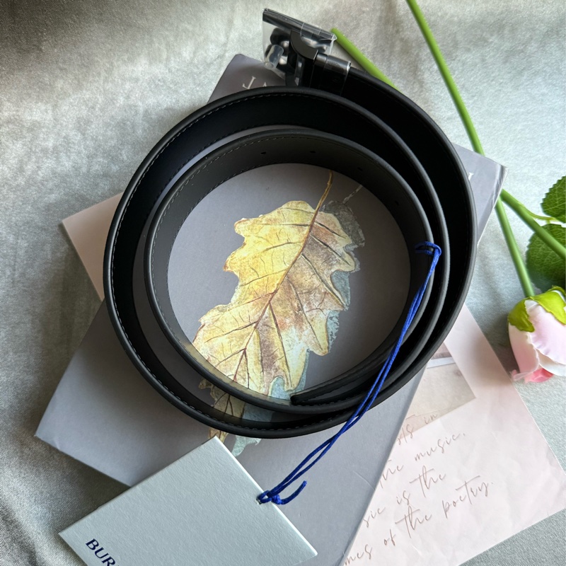 TB Logo 帆布及牛皮雙面可用皮帶(炭灰/石墨黑)-3