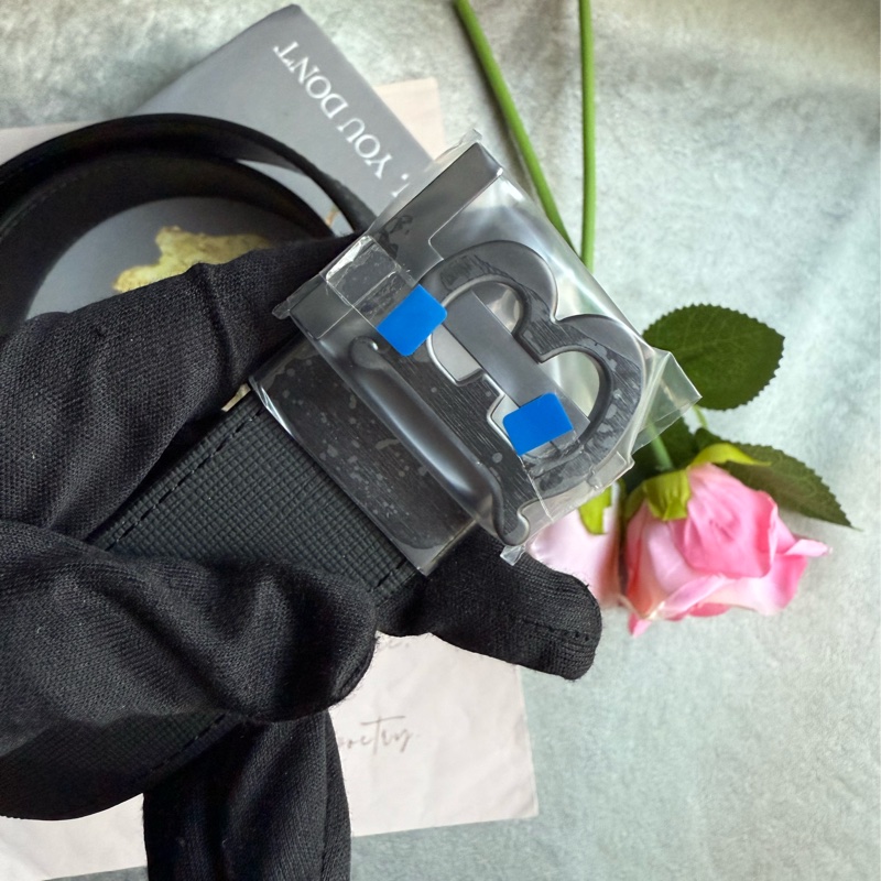 TB Logo 帆布及牛皮雙面可用皮帶(炭灰/石墨黑)-4