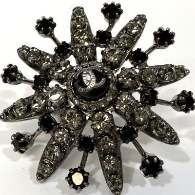 CHANEL黑水鑽限量款雪花造型戒指-7