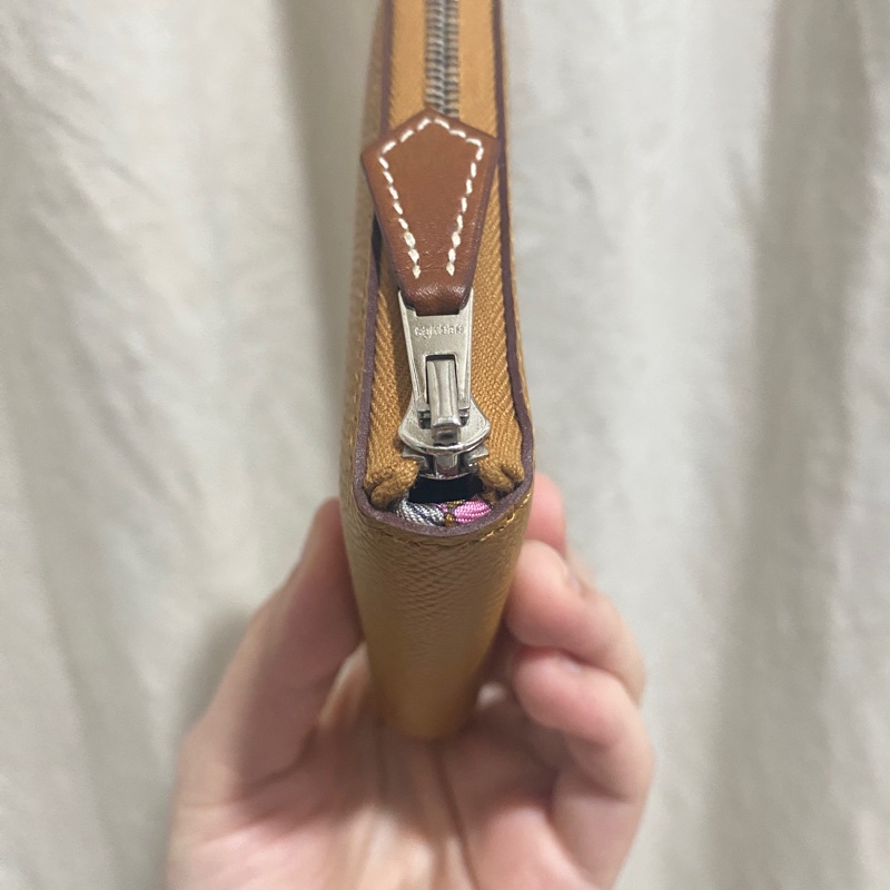愛馬仕Hermes 絲巾短夾 2s 芝麻色-1