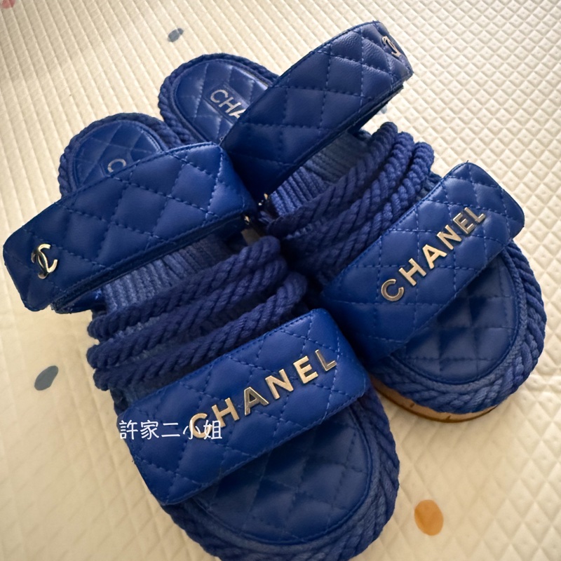 CHANEL 二手閒置 小羊皮編織拖鞋 37號-4