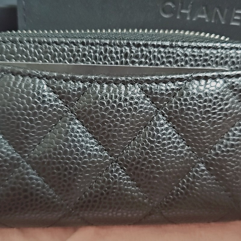 全新 CHANEL 經典魚子醬 荔枝皮 菱格紋 ㄇ字拉鍊零錢包-6