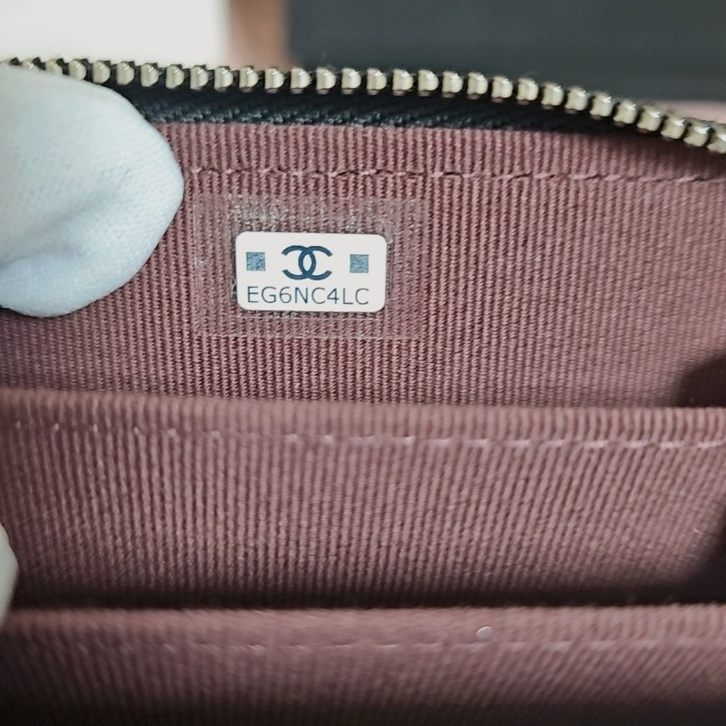 全新 CHANEL 經典魚子醬 荔枝皮 菱格紋 ㄇ字拉鍊零錢包-9
