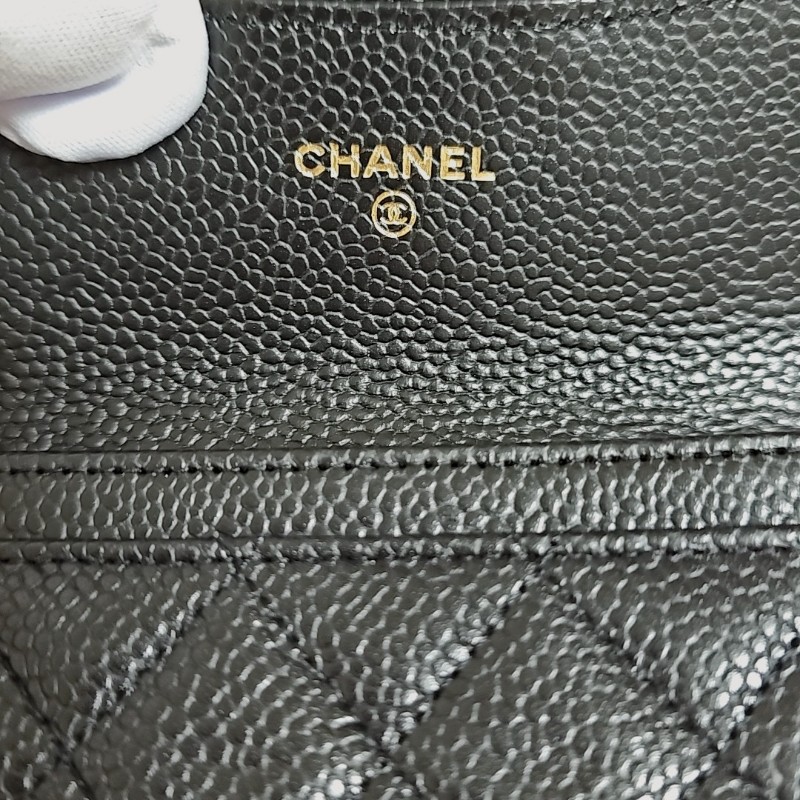全新 CHANEL 經典 魚子醬 荔枝皮 菱格紋翻蓋 短夾 金扣-5
