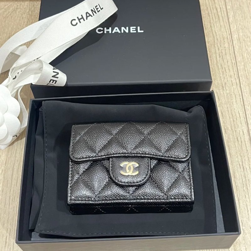 CHANEL Mini Flap Wallet 迷你三摺錢包AP0230  - 黑金牛皮-0