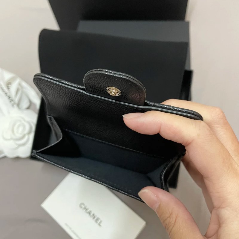 CHANEL Mini Flap Wallet 迷你三摺錢包AP0230  - 黑金牛皮-4