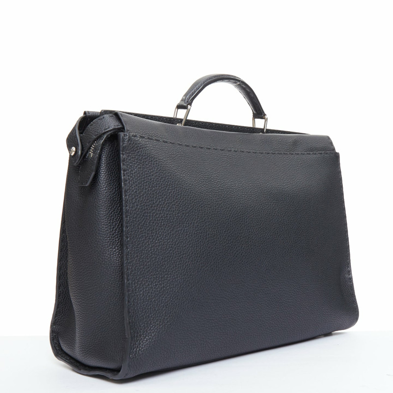 FENDI Peekaboo black topstitch selleria monster eye crossbody briefcase-2