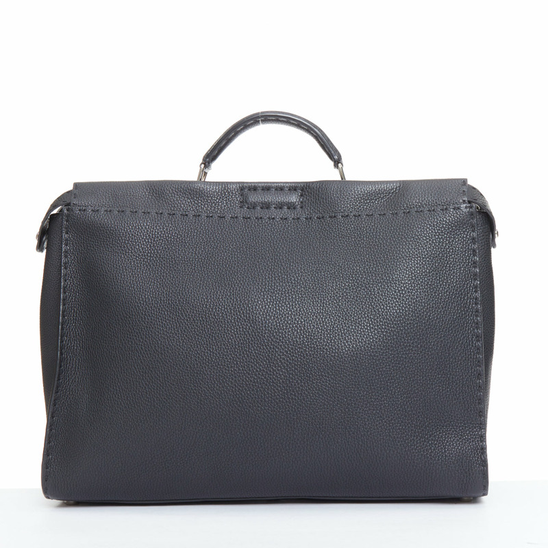 FENDI Peekaboo black topstitch selleria monster eye crossbody briefcase-4