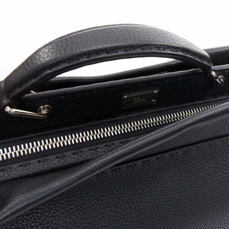 FENDI Peekaboo black topstitch selleria monster eye crossbody briefcase-6