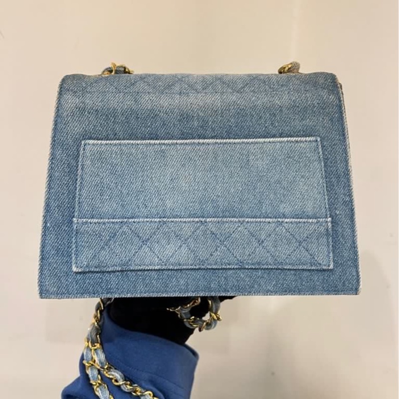 Chanel vintage 牛仔布梯型包-1