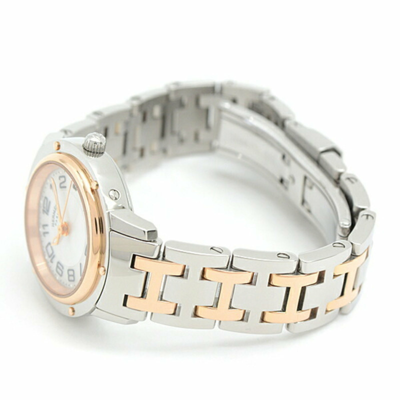 愛馬仕 (Hermes) 女士手錶 Clipper Nacle 經典電池供電白色貝殼錶盤不銹鋼 SS x GP HERMES CP1.221-2