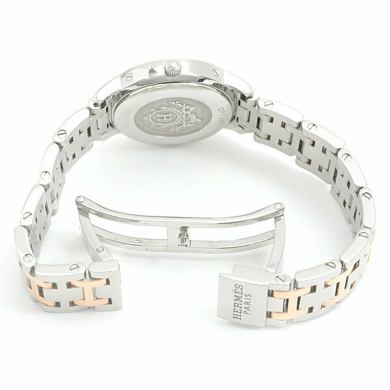 愛馬仕 (Hermes) 女士手錶 Clipper Nacle 經典電池供電白色貝殼錶盤不銹鋼 SS x GP HERMES CP1.221-3