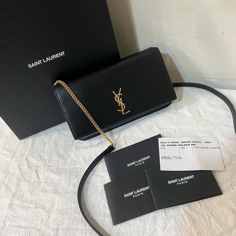 ෆ YSL黑金信封包 woc 小廢包-3