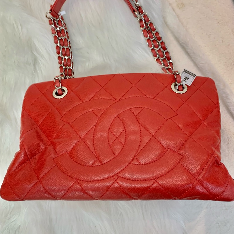Chanel GST Caviar Grand Shopping bag 小號紅色-7