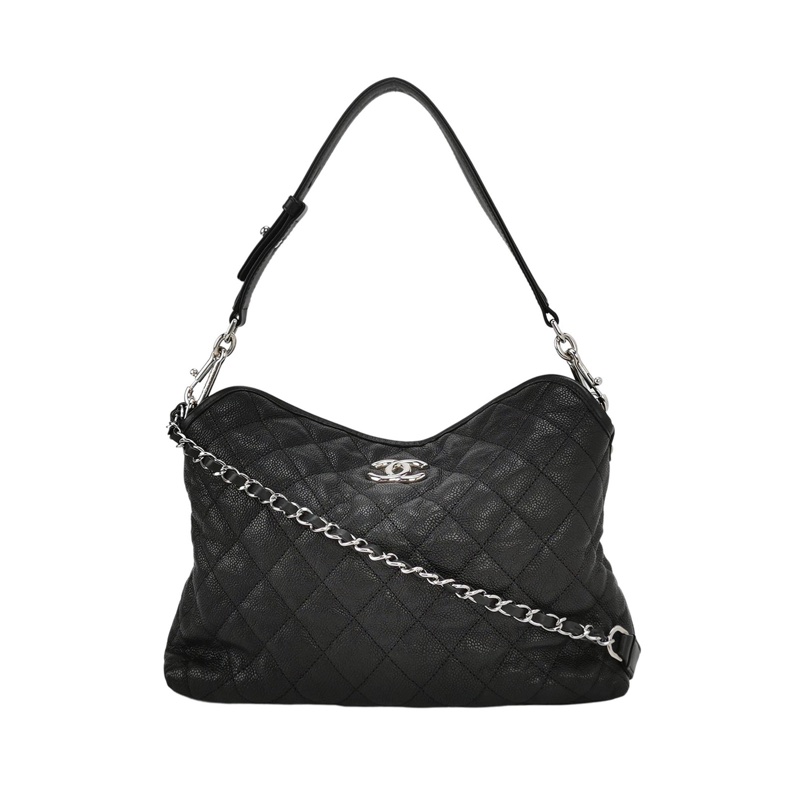 Chanel 2way hobo荔枝紋單肩包 15開~整體包況不錯 尺寸約30x24 超稀有-2