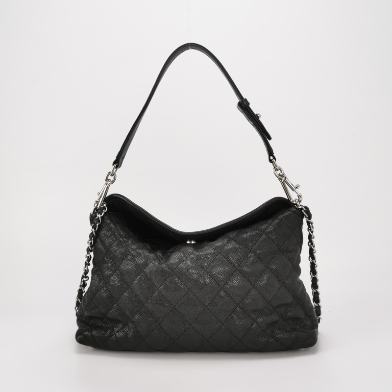 Chanel 2way hobo荔枝紋單肩包 15開~整體包況不錯 尺寸約30x24 超稀有-3