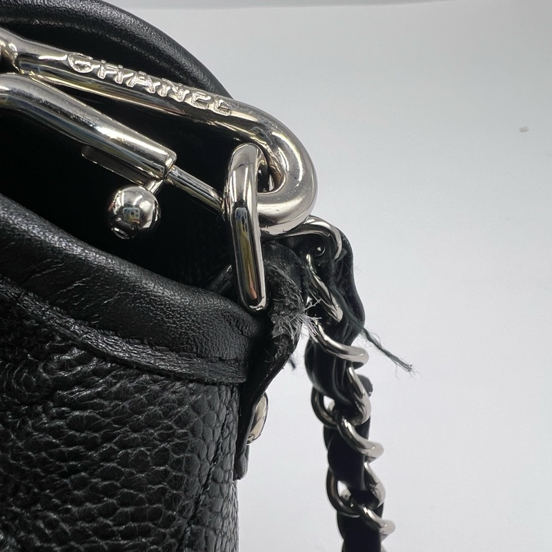 Chanel 2way hobo荔枝紋單肩包 15開~整體包況不錯 尺寸約30x24 超稀有-10