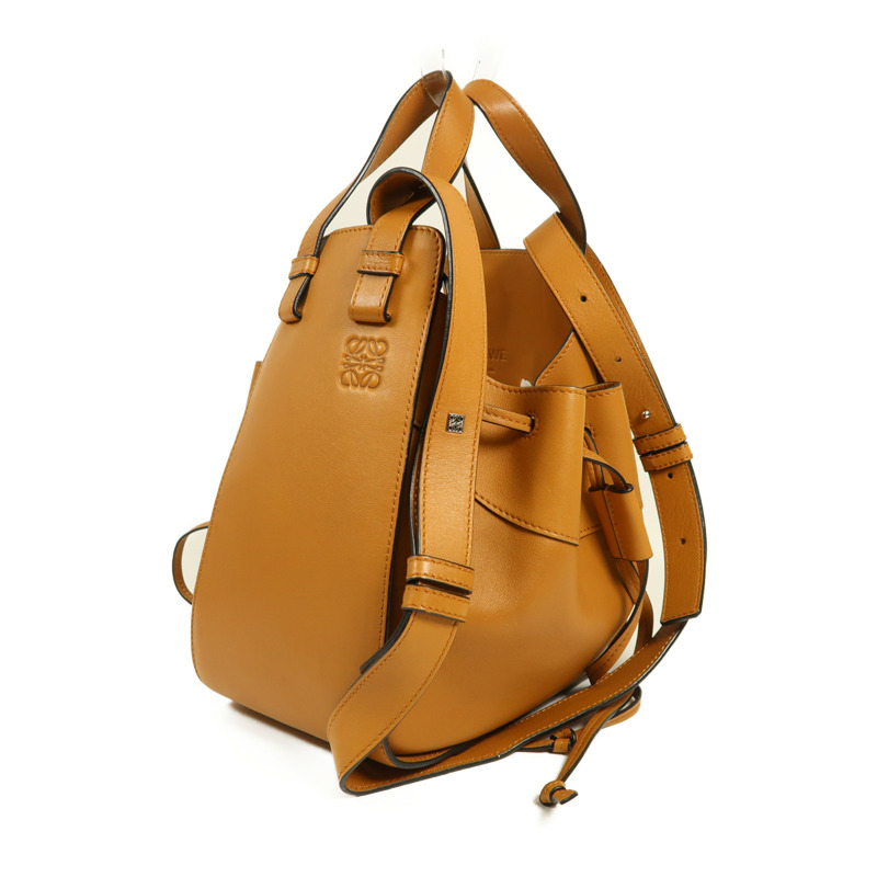 LOEWE 牛皮皮革Hammock銀扣手挽肩背兩用袋-2