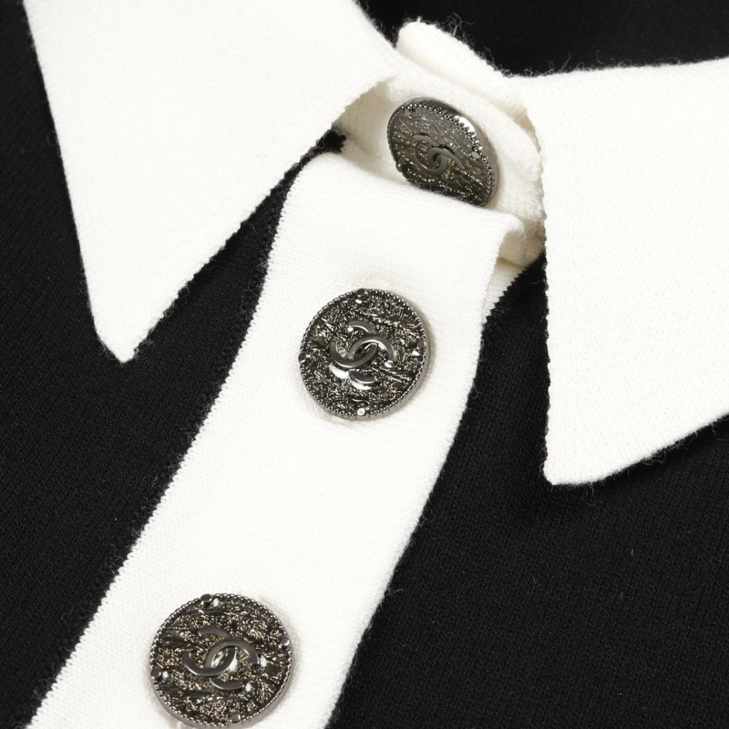 香奈兒 COCO 標誌連結連身裙 P43423K04436 棉人造絲 黑白 #38 二手女裝-8