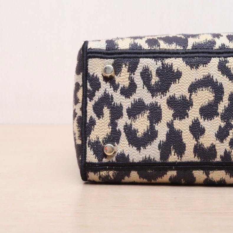DIOR(迪奧) Lady Dior 戴妃包 五格 豹紋 帆布 金扣 2021 印花刺繡款-3