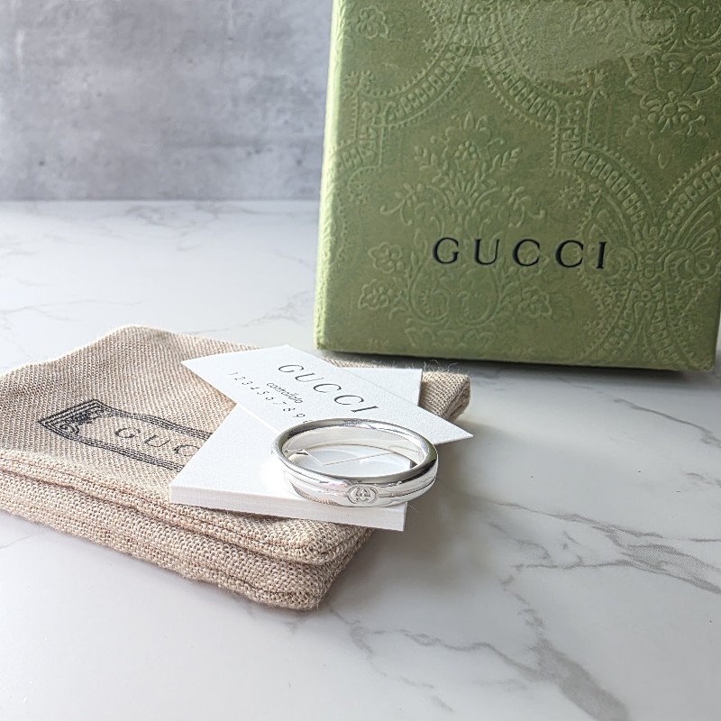 GUCCI 斜紋雙G LOGO戒指-0