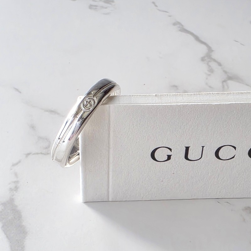 GUCCI 斜紋雙G LOGO戒指-2