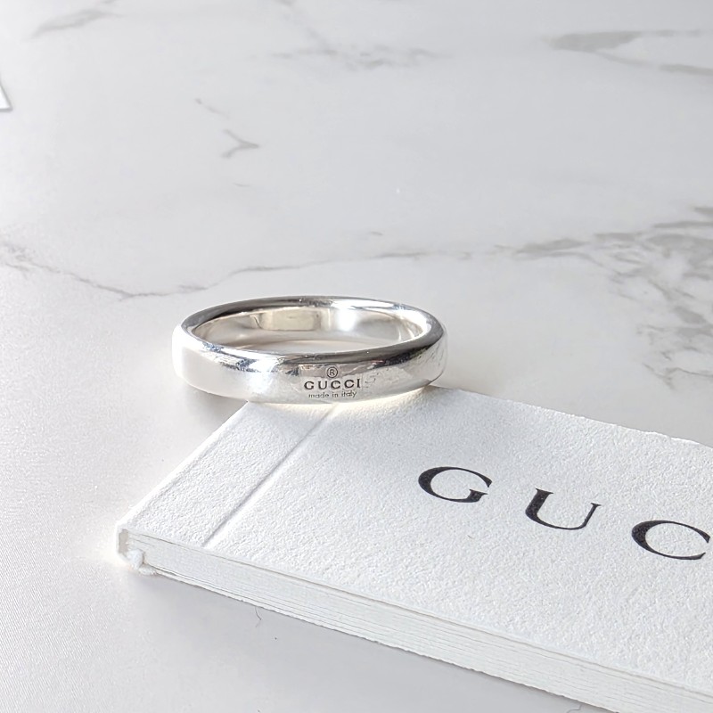 GUCCI 斜紋雙G LOGO戒指-3