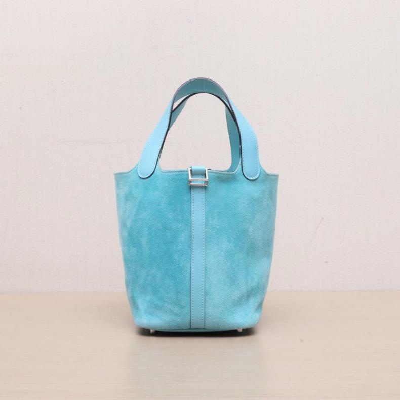 HERMES(愛馬仕) Picotin 18 菜籃子 3P馬卡龍 Swift皮/麂皮 X刻 銀扣-0