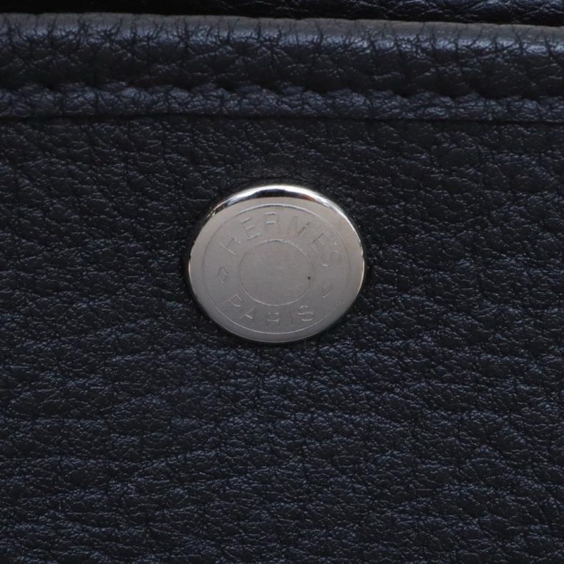 HERMES(愛馬仕) Garden Party 花園包 30 89黑色 NEGONA皮 Y刻 銀扣-5