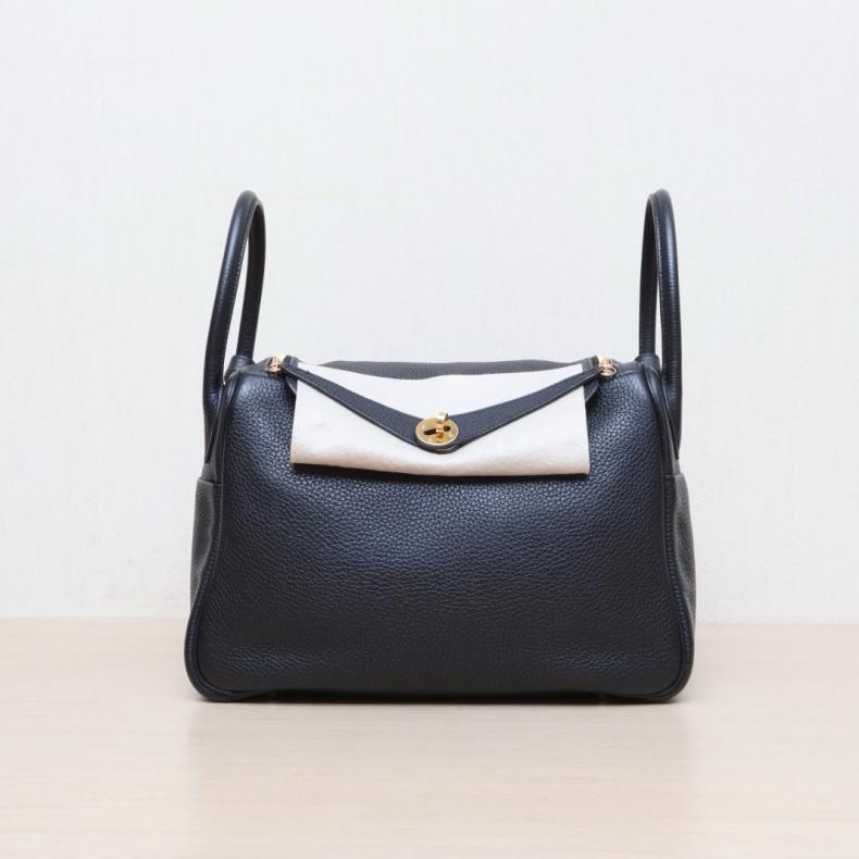 HERMES(愛馬仕) Lindy 30 89黑色 TC皮 Y刻 金扣-0