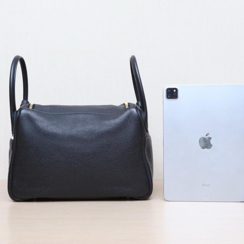 HERMES(愛馬仕) Lindy 30 89黑色 TC皮 Y刻 金扣-2